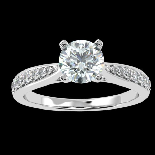 Solitaire Round Diamond Wedding Ring Made In 18 / 14 / 10 KT Gold Embellished With Certified Lab Diamonds For Wedding And Anniversary Gift