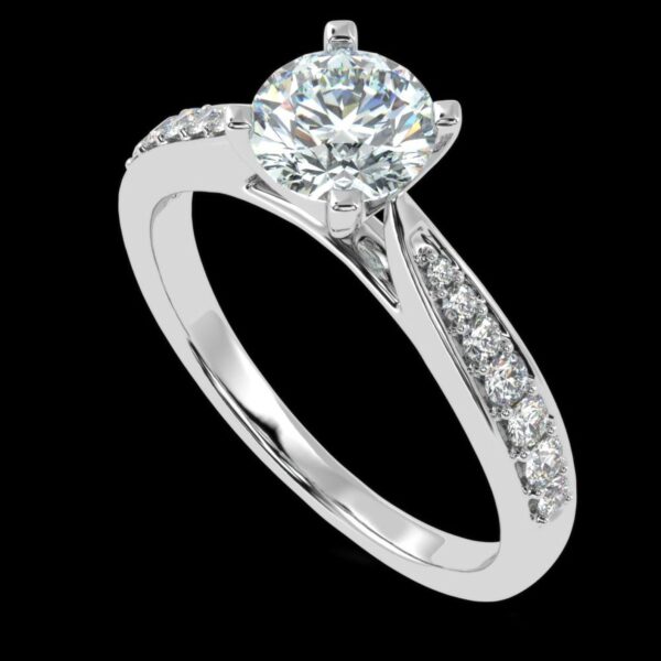 Solitaire Round Diamond Wedding Ring Made In 18 / 14 / 10 KT Gold Embellished With Certified Lab Diamonds For Wedding And Anniversary Gift