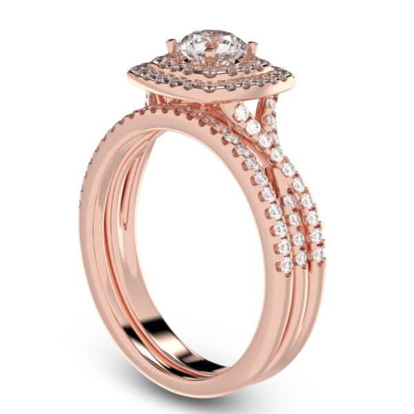 Solitaire Halo Band Ring Made In 18 / 14 / 10 KT Gold Embellished With Certified Lab Diamonds For Wedding And Anniversary Gift For Her
