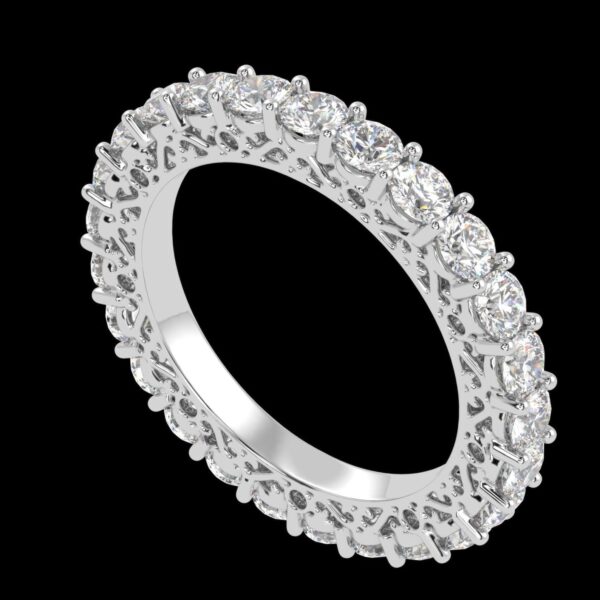 Fully Round Diamond Band Ring Made In 18 / 14 / 10 KT Gold Embellished With Certified Lab Diamonds For Anniversary And Wedding Gift For Her