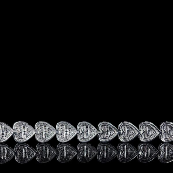 Iced Out Heart Style Bracelet Made In 925 Sterling Silver Embellished With Shinny Moissanite Diamonds For Birthday Gift For Her