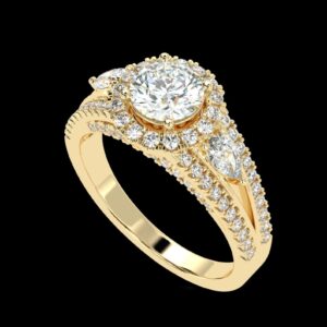 Split Shank Halo Ring Made In 18 / 14 / 10 KT Gold Embellished With Certified Lab Diamonds For Wedding And Anniversary Gift For Her