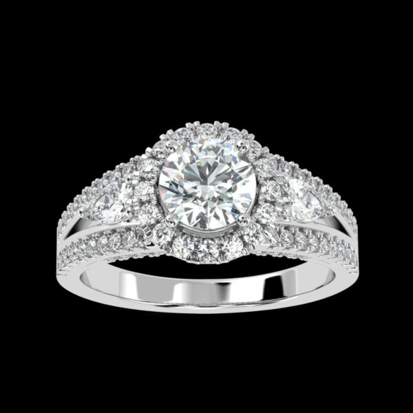 Split Shank Halo Ring Made In 18 / 14 / 10 KT Gold Embellished With Certified Lab Diamonds For Wedding And Anniversary Gift For Her