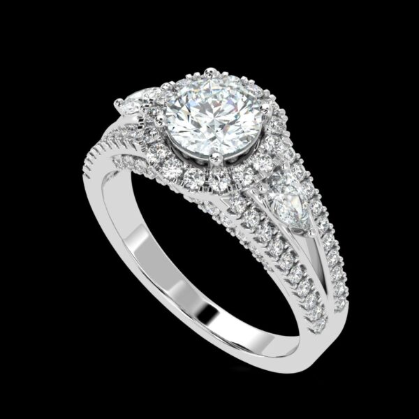 Split Shank Halo Ring Made In 18 / 14 / 10 KT Gold Embellished With Certified Lab Diamonds For Wedding And Anniversary Gift For Her