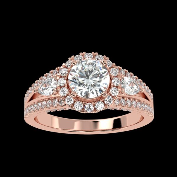 Split Shank Halo Ring Made In 18 / 14 / 10 KT Gold Embellished With Certified Lab Diamonds For Wedding And Anniversary Gift For Her