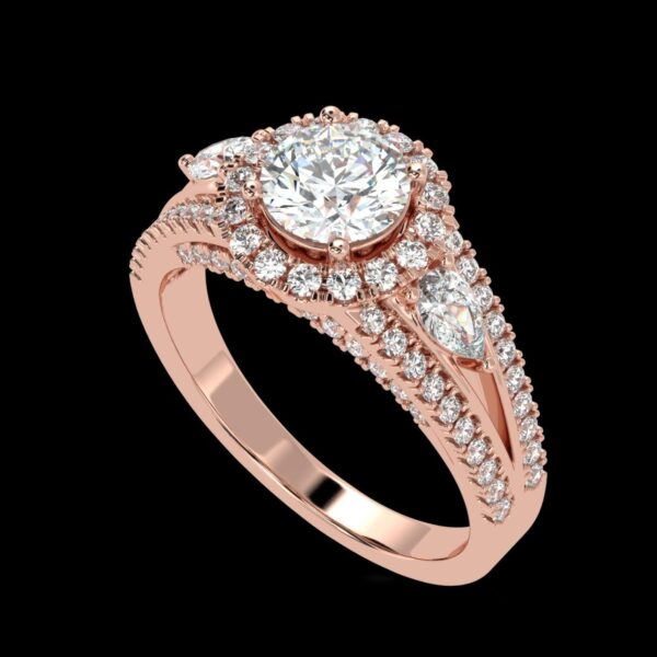 Split Shank Halo Ring Made In 18 / 14 / 10 KT Gold Embellished With Certified Lab Diamonds For Wedding And Anniversary Gift For Her