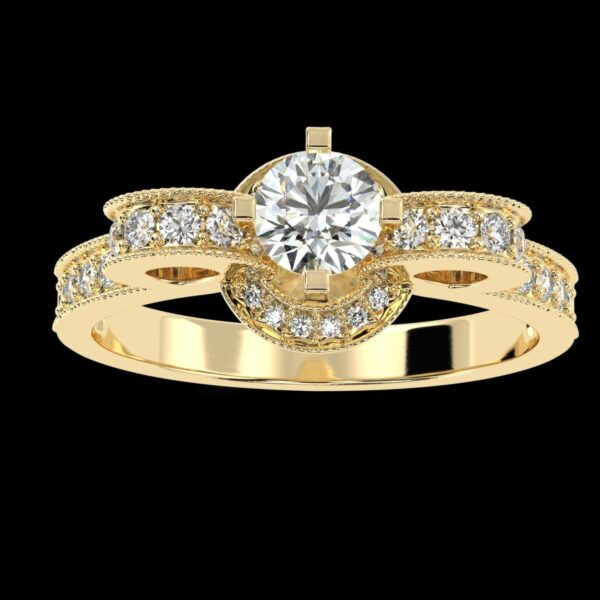 Unique Design Solitaire Diamond Ring Made In 18 / 14 / 10 KT Gold Embellished With Certified Lab Diamonds For Wedding And Anniversary Gift