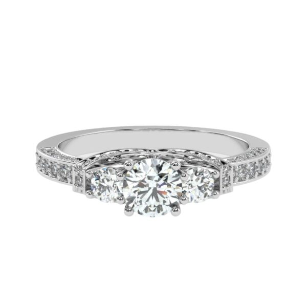 Round Cut Engagement Ring Made In 18 / 14 / 10 KT Gold Embellished With Certified Lab Diamonds For Wedding And Anniversary Gift For Her