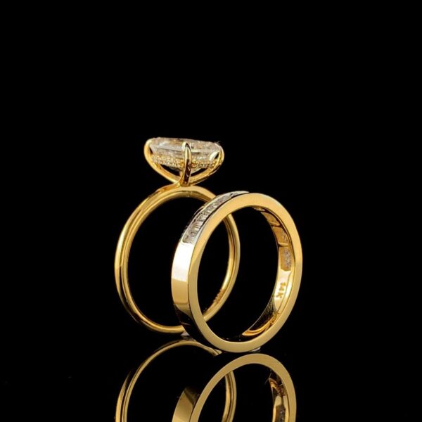 Solitaire Ring With Band Combo Made In 18 / 14 / 10 KT Gold Embellished With Certified Lab Diamonds For Anniversary And Wedding Gift For Her