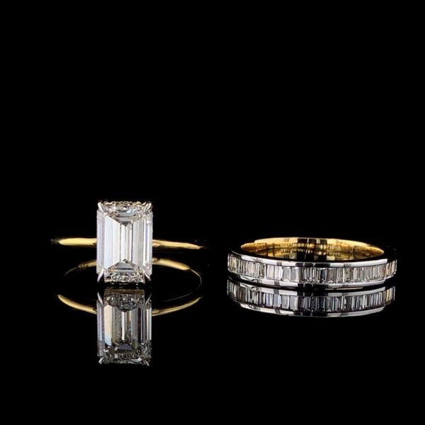 Solitaire Ring With Band Combo Made In 18 / 14 / 10 KT Gold Embellished With Certified Lab Diamonds For Anniversary And Wedding Gift For Her