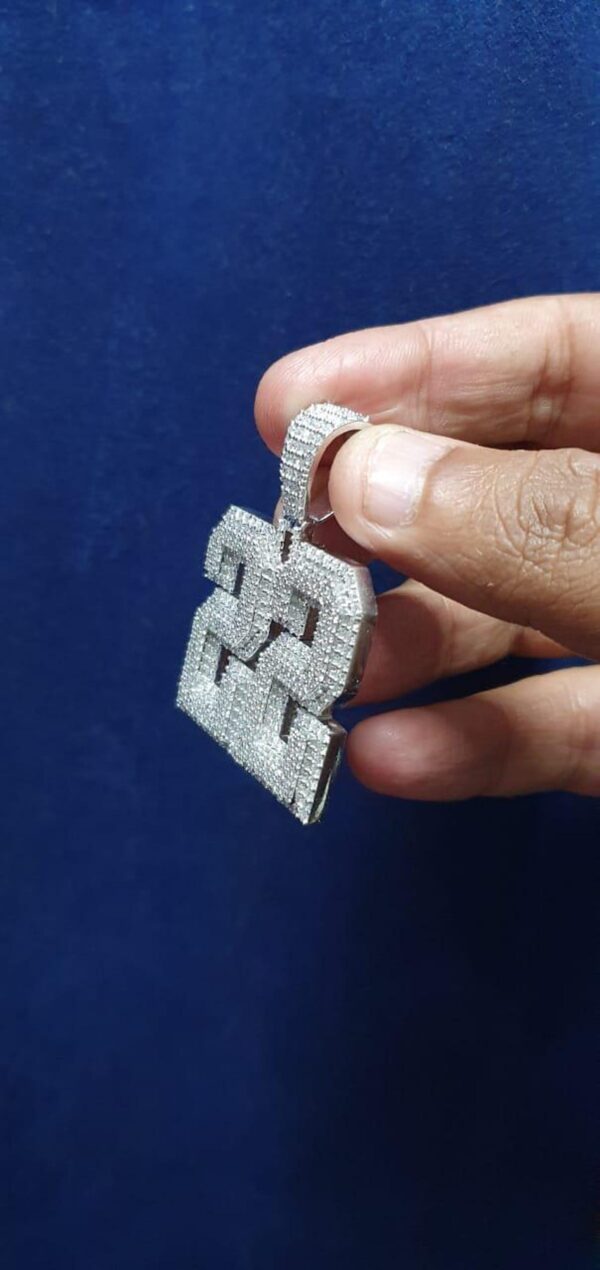 Iced Out Any Lucky Number Made In 925 Sterling Silver Embellished With Shinny Moissanite Diamonds For Birthday And Memorial Gift