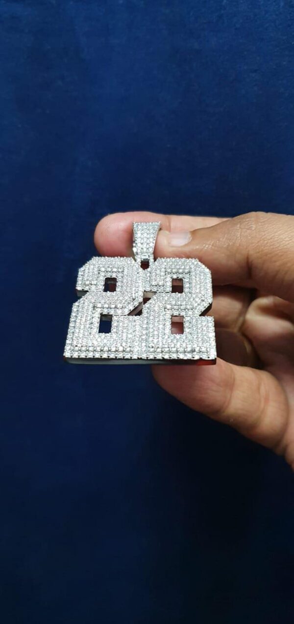 Iced Out Any Lucky Number Made In 925 Sterling Silver Embellished With Shinny Moissanite Diamonds For Birthday And Memorial Gift