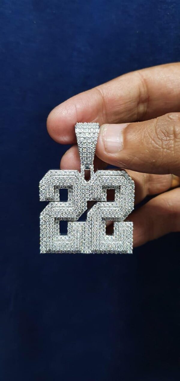 Iced Out Any Lucky Number Made In 925 Sterling Silver Embellished With Shinny Moissanite Diamonds For Birthday And Memorial Gift