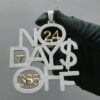 3.5" Long 2.75" Wide No Days Off Iced Out Pendant Made In 925 Sterling Silver Embellished With Shiny Moissanite Diamonds For Birthday Gift