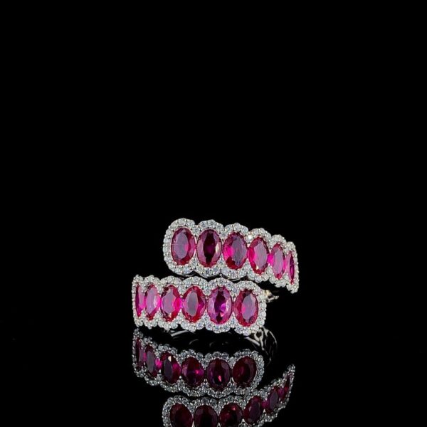 Cluster Oval Ruby Ring Made In 10 / 14 / 18 Gold Embellished With Certified Lab Diamonds And Ruby For Birthday And Anniversary Gift