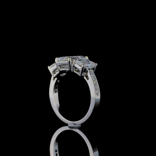 Three Stone Diamond Ring Made In 18 / 14 / 10 KT Gold Embellished With Certified Lab Diamonds For Anniversary And Wedding Gift For Her