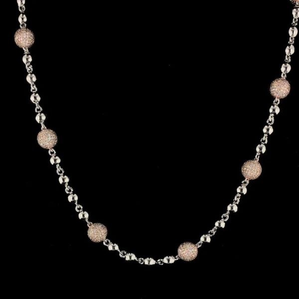 Beaded Style Diamond Necklace Made In 18 / 14 / 10 KT Gold Embellished With Certified Lab Diamonds For Birthday And Anniversary Gift For Her