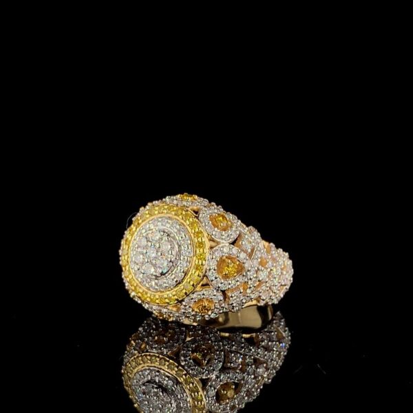 Iced Out Hip Hop Ring Made In 18 / 14 / 10 KT Gold Embellished With Shinny Moissanite Diamonds For Birthday And Hip Hop Lover As A Gift