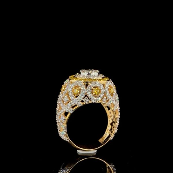 Iced Out Hip Hop Ring Made In 18 / 14 / 10 KT Gold Embellished With Shinny Moissanite Diamonds For Birthday And Hip Hop Lover As A Gift