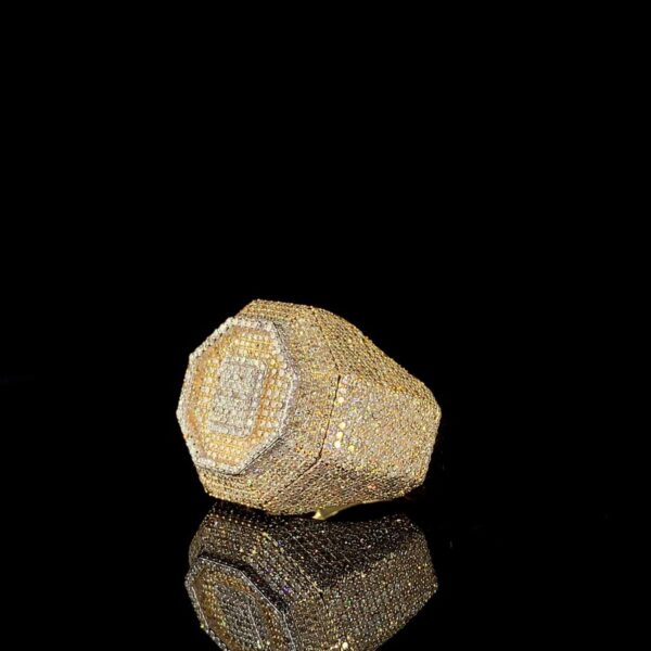 Iced Out Luxury Hip Hop Men Ring Made In 18 / 14 / 10 KT Gold Embellished With Shinny Moissanite Diamonds For The Birthday And Unisex Gift