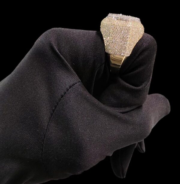 Iced Out Luxury Hip Hop Men Ring Made In 18 / 14 / 10 KT Gold Embellished With Shinny Moissanite Diamonds For The Birthday And Unisex Gift