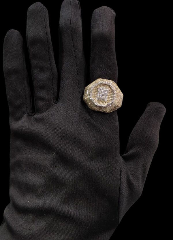 Iced Out Luxury Hip Hop Men Ring Made In 18 / 14 / 10 KT Gold Embellished With Shinny Moissanite Diamonds For The Birthday And Unisex Gift