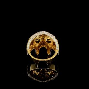 Luxury Iced Out Skull Ring Made In 18/14/10 KT Gold Embellished With Shinny Moissanite Diamonds For Birthday And Memorial Gift Unisex Ring