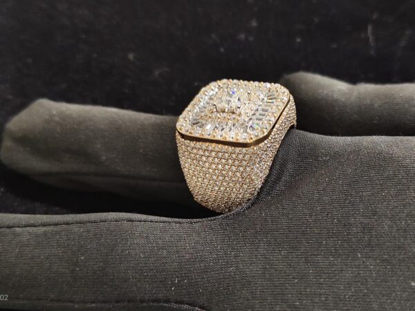Iced Out Princess Diamond Hip Hop Ring Made In 18 / 14 / 10 KT Gold Studded With Shinny Moissanite Diamonds For Birthday And Memorial Gift