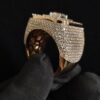 Iced Out Princess Diamond Hip Hop Ring Made In 18 / 14 / 10 KT Gold Studded With Shinny Moissanite Diamonds For Birthday And Memorial Gift