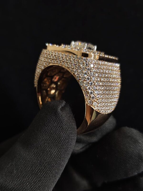 Iced Out Princess Diamond Hip Hop Ring Made In 18 / 14 / 10 KT Gold Studded With Shinny Moissanite Diamonds For Birthday And Memorial Gift