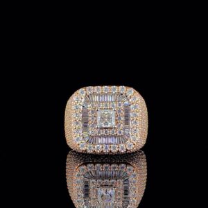 Iced Out Princess Diamond Hip Hop Ring Made In 18 / 14 / 10 KT Gold Studded With Shinny Moissanite Diamonds For Birthday And Memorial Gift