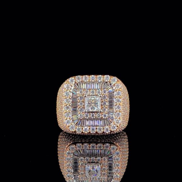 Iced Out Princess Diamond Hip Hop Ring Made In 18 / 14 / 10 KT Gold Studded With Shinny Moissanite Diamonds For Birthday And Memorial Gift