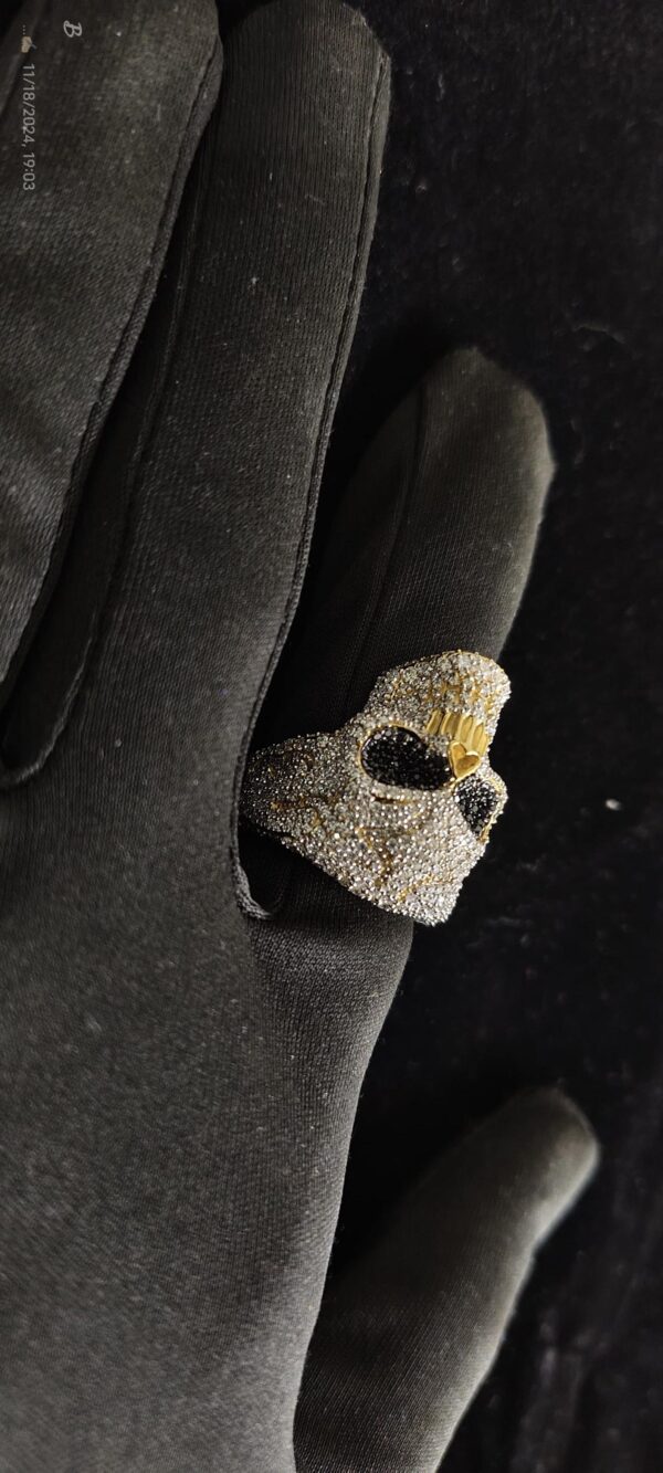 Luxury Iced Out Skull Ring Made In 18/14/10 KT Gold Embellished With Shinny Moissanite Diamonds For Birthday And Memorial Gift Unisex Ring
