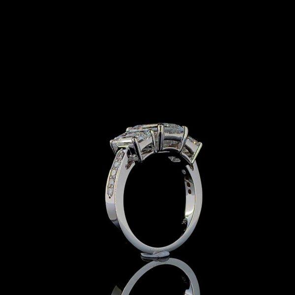 Three Stone Diamond Ring Made In 18 / 14 / 10 KT Gold Embellished With Certified Lab Diamonds For Anniversary And Wedding Gift For Her