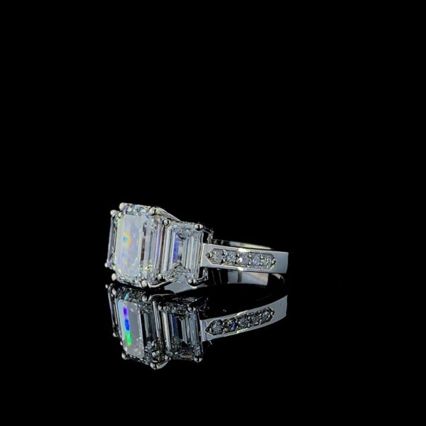 Three Stone Diamond Ring Made In 18 / 14 / 10 KT Gold Embellished With Certified Lab Diamonds For Anniversary And Wedding Gift For Her
