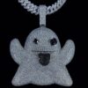 Iced Out Ghost Pendant Made In 925Sterling Silver Studded With Shinny Moissanite Diamond For The Birthday And Stag Party Gift Unisex Pendant
