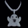 Iced Out Ghost Pendant Made In 925Sterling Silver Studded With Shinny Moissanite Diamond For The Birthday And Stag Party Gift Unisex Pendant