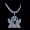 Iced Out Ghost Pendant Made In 925Sterling Silver Studded With Shinny Moissanite Diamond For The Birthday And Stag Party Gift Unisex Pendant