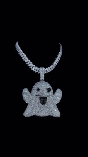 Iced Out Ghost Pendant Made In 925Sterling Silver Studded With Shinny Moissanite Diamond For The Birthday And Stag Party Gift Unisex Pendant