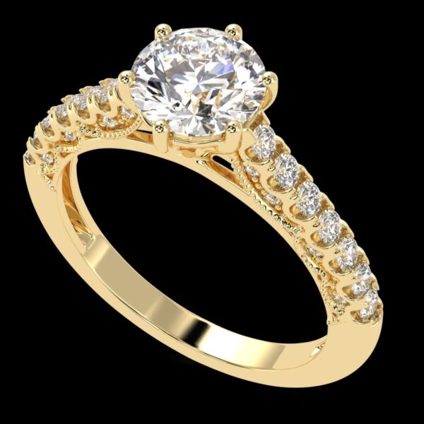 Round Solitaire Diamond Ring Made In 18 / 14 / 10 KT Gold Embellished With Certified Lab Diamonds For Wedding And Anniversary Gift For Her
