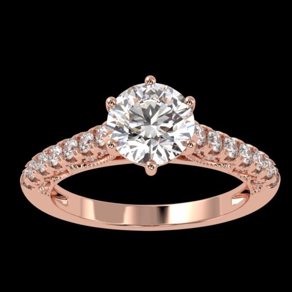 Round Solitaire Diamond Ring Made In 18 / 14 / 10 KT Gold Embellished With Certified Lab Diamonds For Wedding And Anniversary Gift For Her