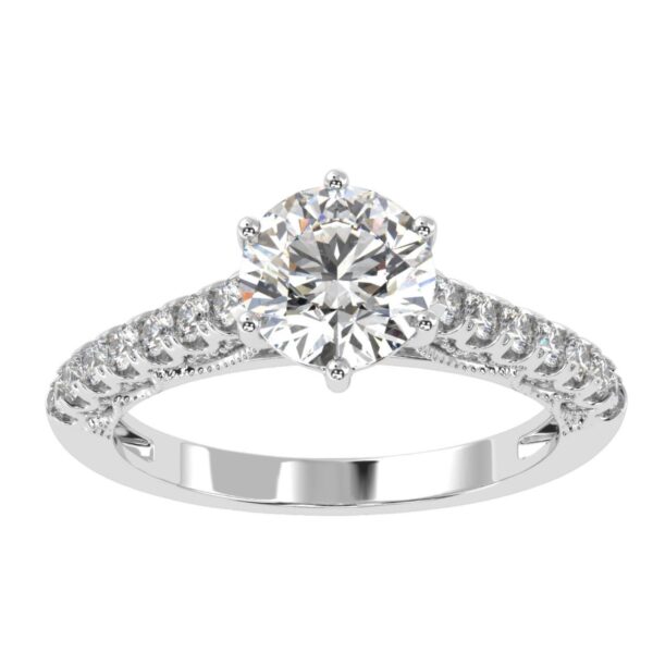 Round Solitaire Diamond Ring Made In 18 / 14 / 10 KT Gold Embellished With Certified Lab Diamonds For Wedding And Anniversary Gift For Her