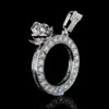 Iced Out Round Rose Pendant Made In 925 Sterling Silver Embellished With Shinny Moissanite Diamonds For The Birthday And Anniversary Gift