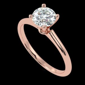 Round Diamond Engagement Ring Made In 18 / 14 / 10 KT Gold Embellished With Certified Lab Diamonds For Wedding And Engagement Gift For Her
