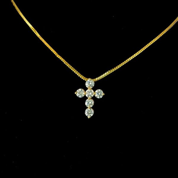 Iced Out Cross Pendant Made In 18 / 14 / 10KT Gold Embellished With Shinny Moissanite Diamond For Memorial And Religious Gift Unisex Pendant