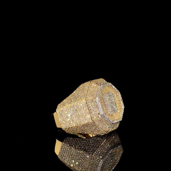 Iced Out Luxury Hip Hop Men Ring Made In 18 / 14 / 10 KT Gold Embellished With Shinny Moissanite Diamonds For The Birthday And Unisex Gift