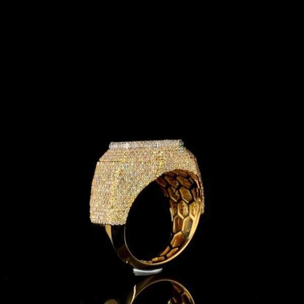 Iced Out Luxury Hip Hop Men Ring Made In 18 / 14 / 10 KT Gold Embellished With Shinny Moissanite Diamonds For The Birthday And Unisex Gift