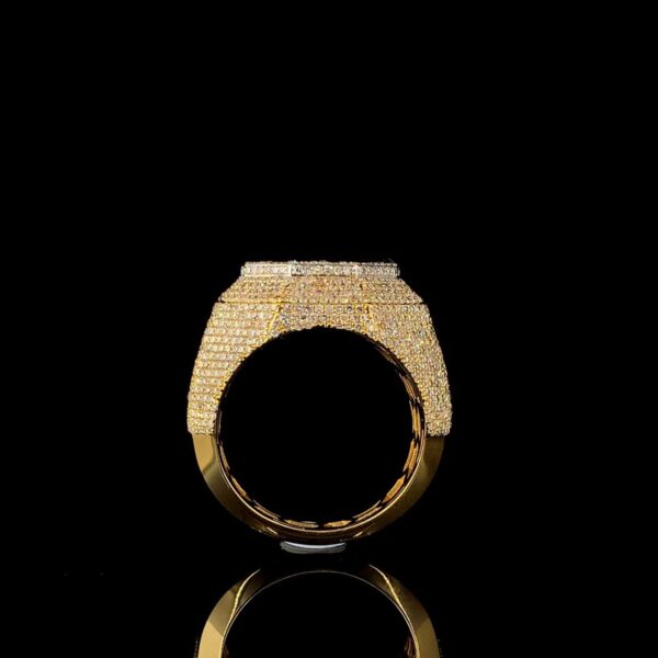 Iced Out Luxury Hip Hop Men Ring Made In 18 / 14 / 10 KT Gold Embellished With Shinny Moissanite Diamonds For The Birthday And Unisex Gift