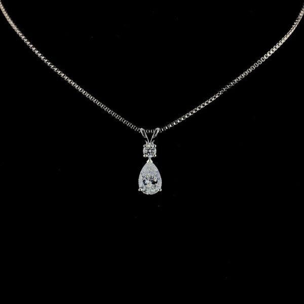 Beautiful Pear Diamond Pendant Made In 18 / 14 / 10 KT Gold Embellished With Certified Lab Diamond For Birthday And Anniversary Gift For Her