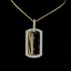 Iced Out Dog Tag Pendant Made In 18 / 14 / 10 KT Gold Embellished With Shinny Moissanite Diamonds For The Pet Lover Show Of Love Towards Dog